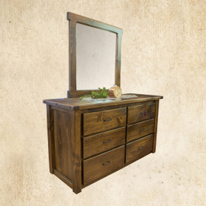 Hand Hewn 6 Drawer Dresser with Mirror