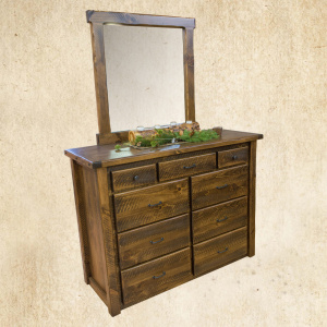 Hand Hewn 9 Drawer Dresser with Mirror