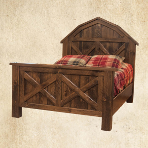 Hand Hewn Barnwood Barn Bed with Stain