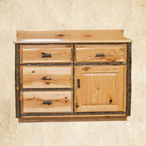Hickory 48 Vanity with 3 drawers, 1 door and sink on side