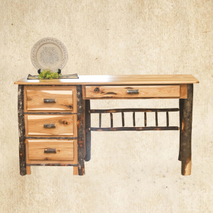 Hickory Knee Hole Desk with 3 drawers on the right