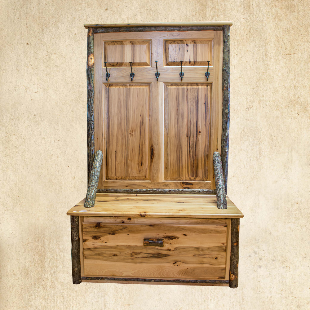 Hickory Hall Bench with 1 drawer and 4 hooks