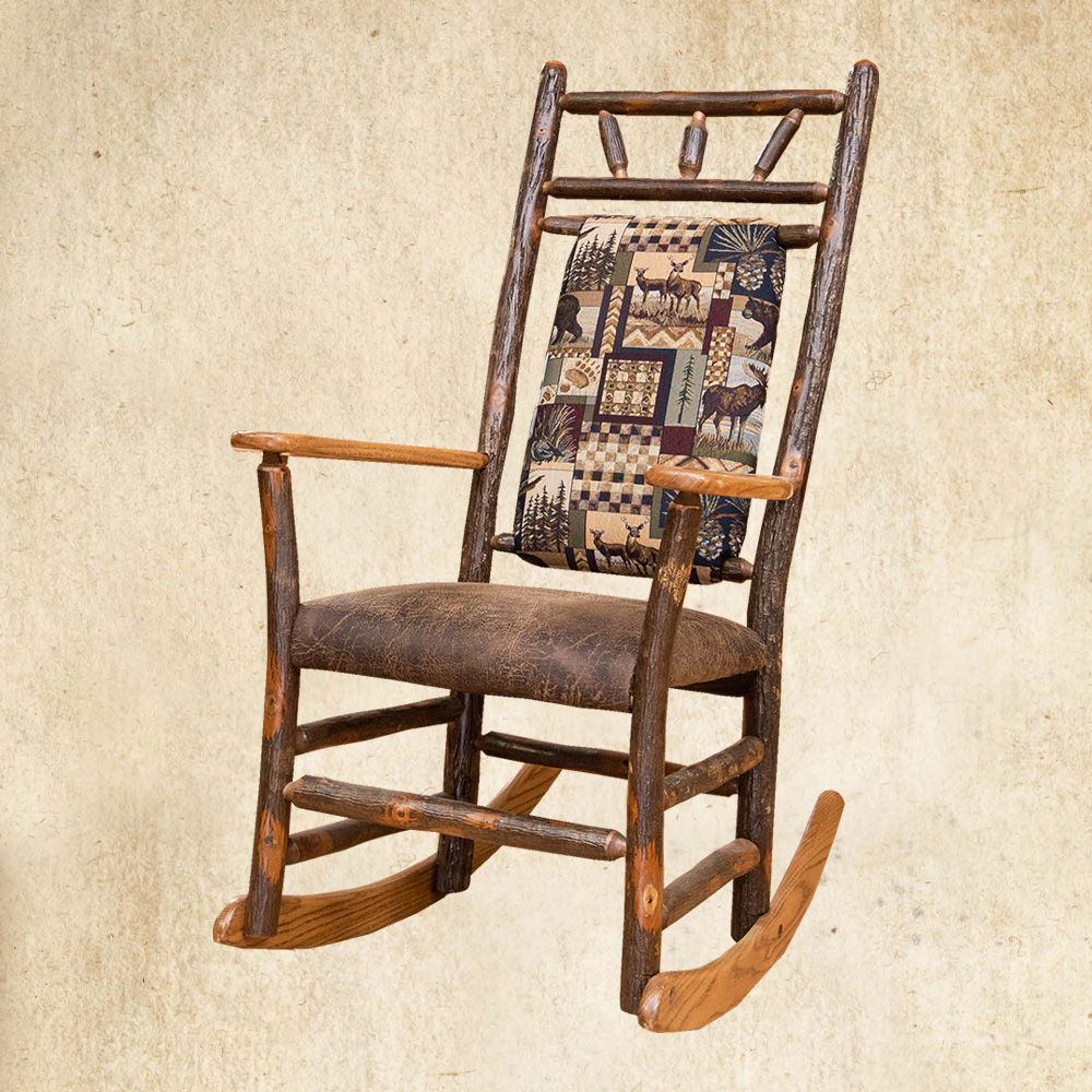 Hickory Upholstered High Back Rocker