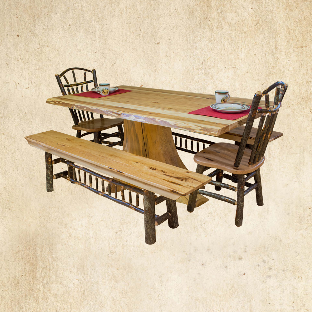 Hickory Slab Table with one stump