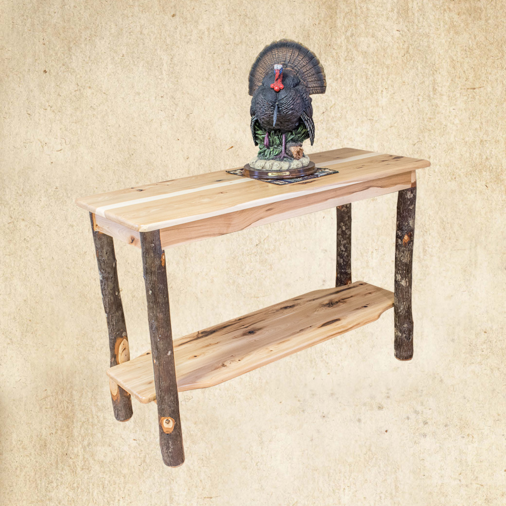 Hickory Sofa Table with shelf