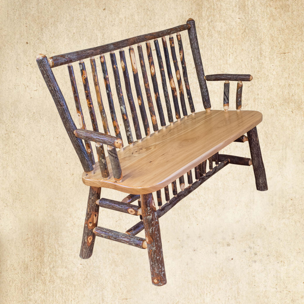 Hickory Stick Back Deacons Bench