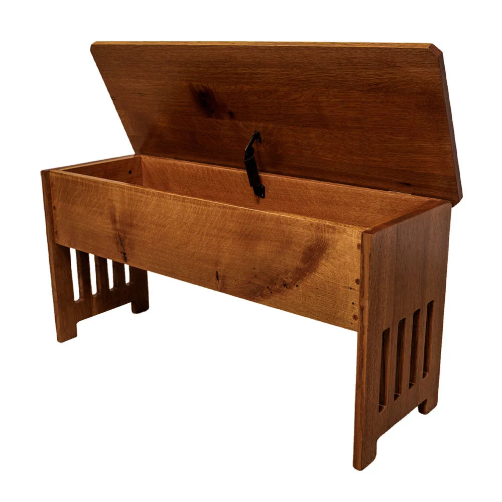 Mission Flip Top Bench, Quartersawn Oak, Asbury Stain