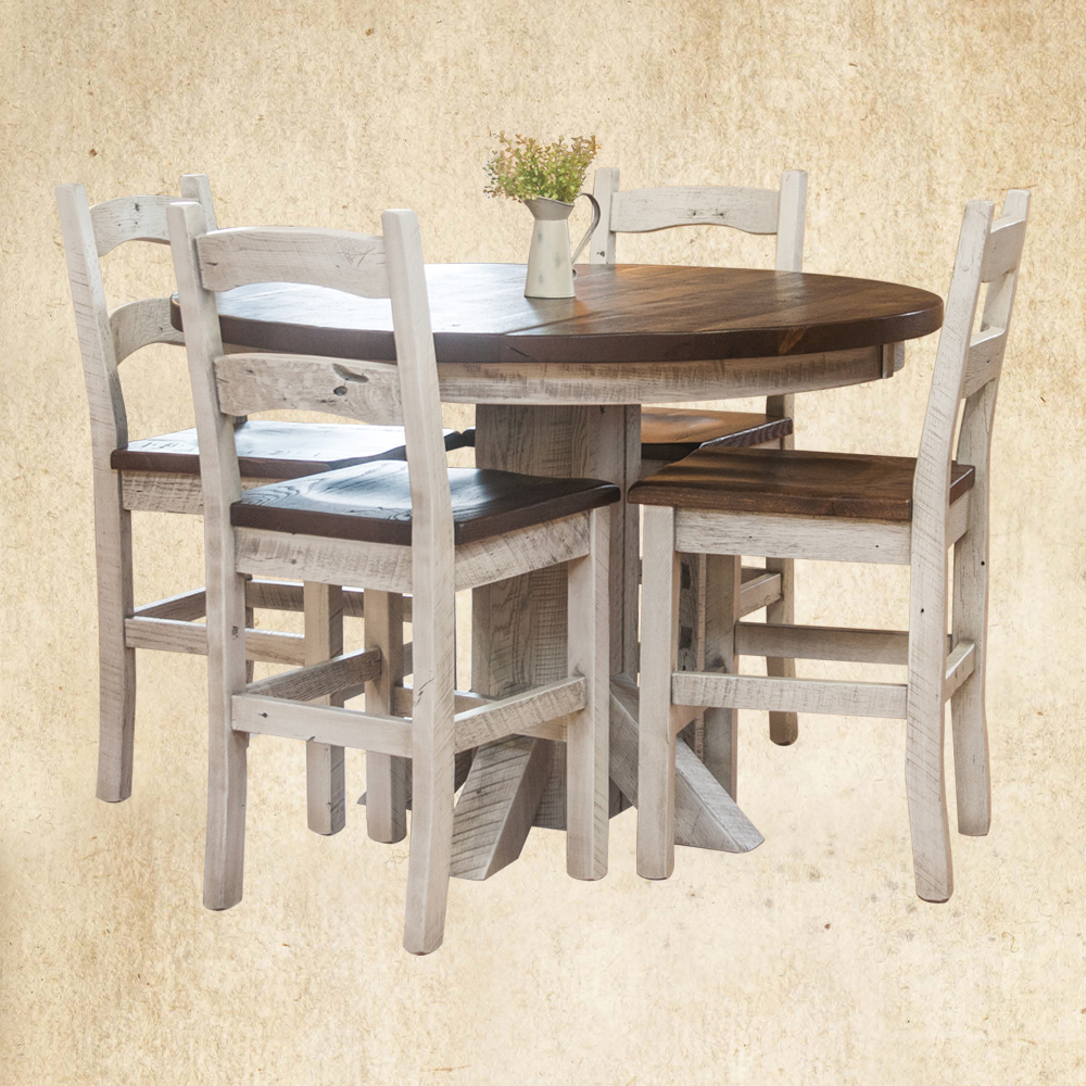 Reclaimed Table with two tone stained pedestal