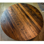 top of provincial stained barnwood dining table
