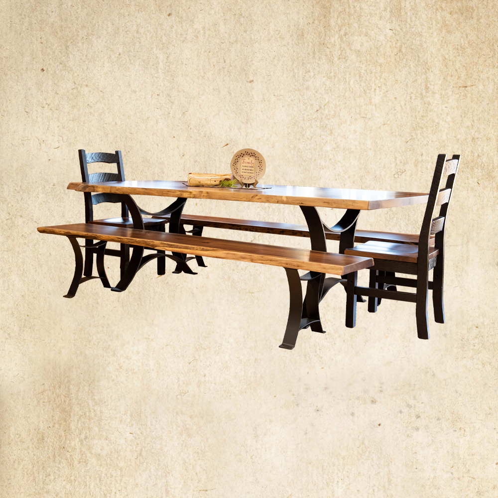 Walnut Slab with Metal Base