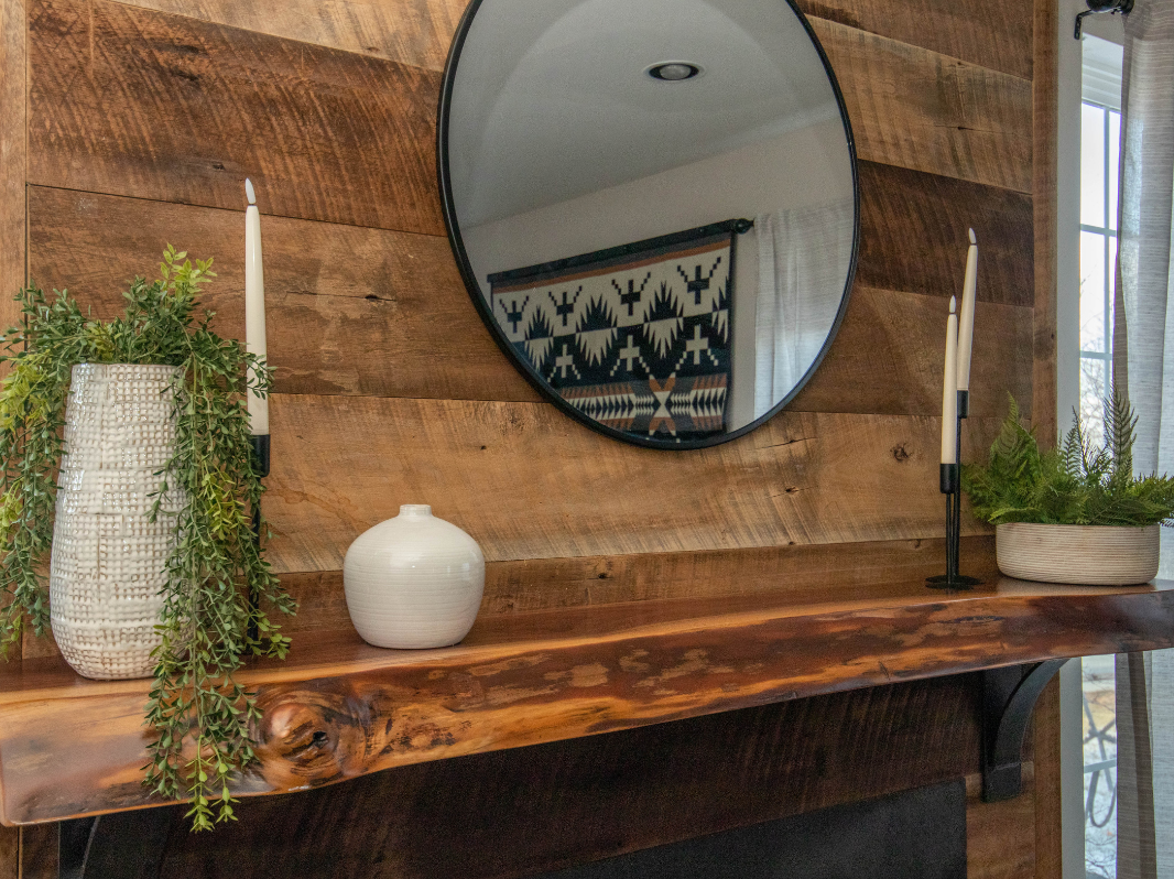 Custom Live Edge Mantel