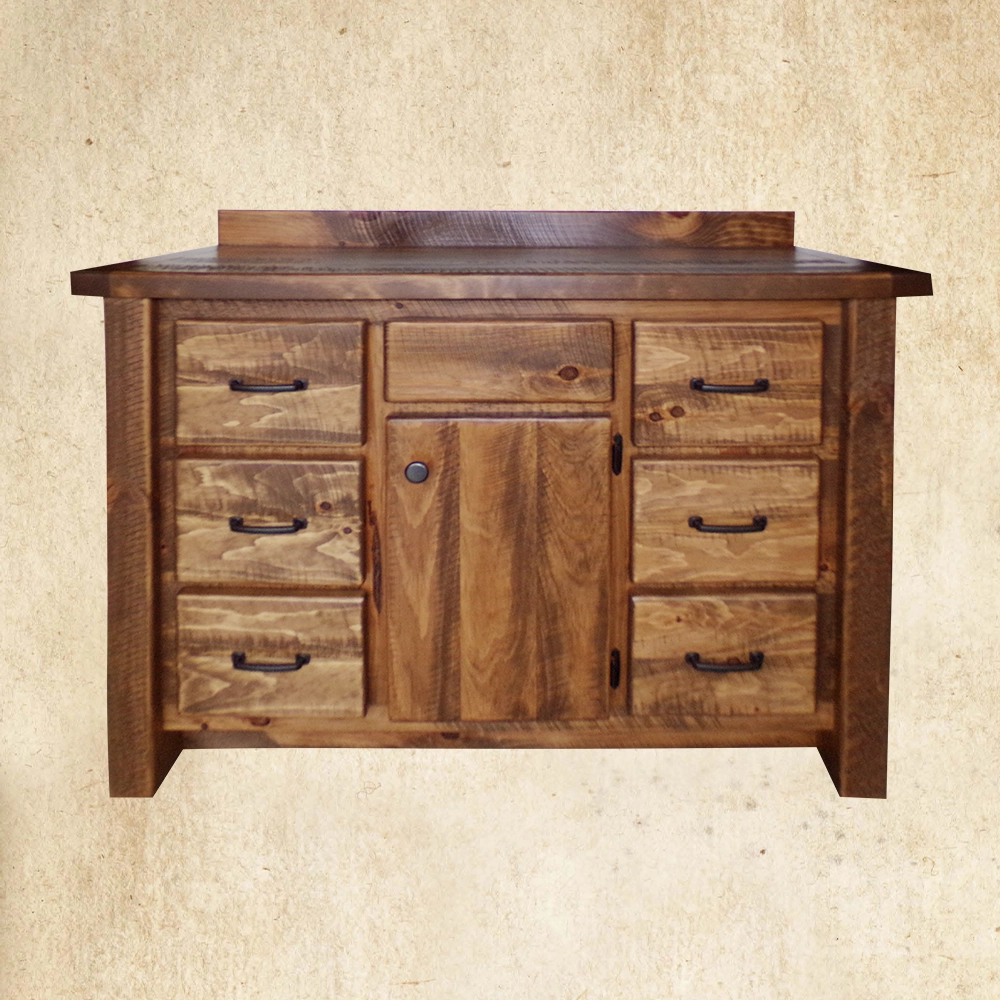 Reclaimed Wood Vanity with 1 door and 6 drawers